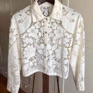 Stephanie La Rue White Lace Floral Jacket Size 1
